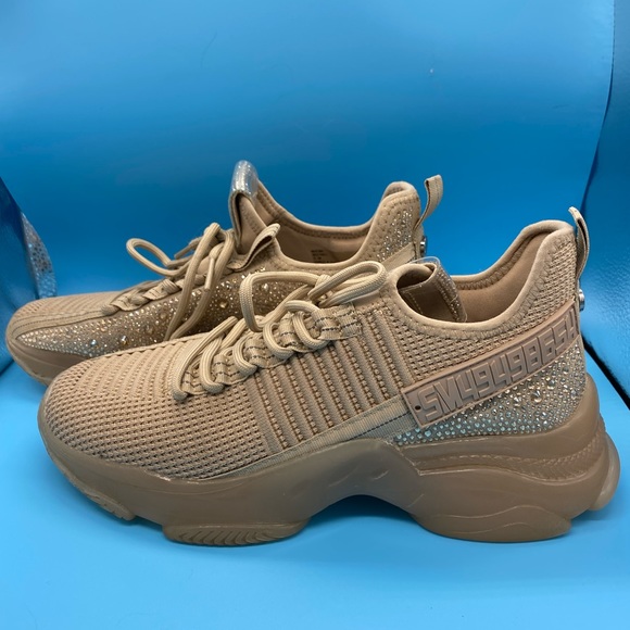 Steve Madden Maxima Blush Gold Nude Sparkle Rhinestone Sneakers Size 9.5M - Picture 4 of 12